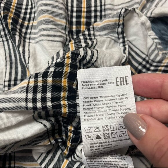 Vero Moda Snow White Cotton Plaid Pattern Top Size L - Picture 6 of 8